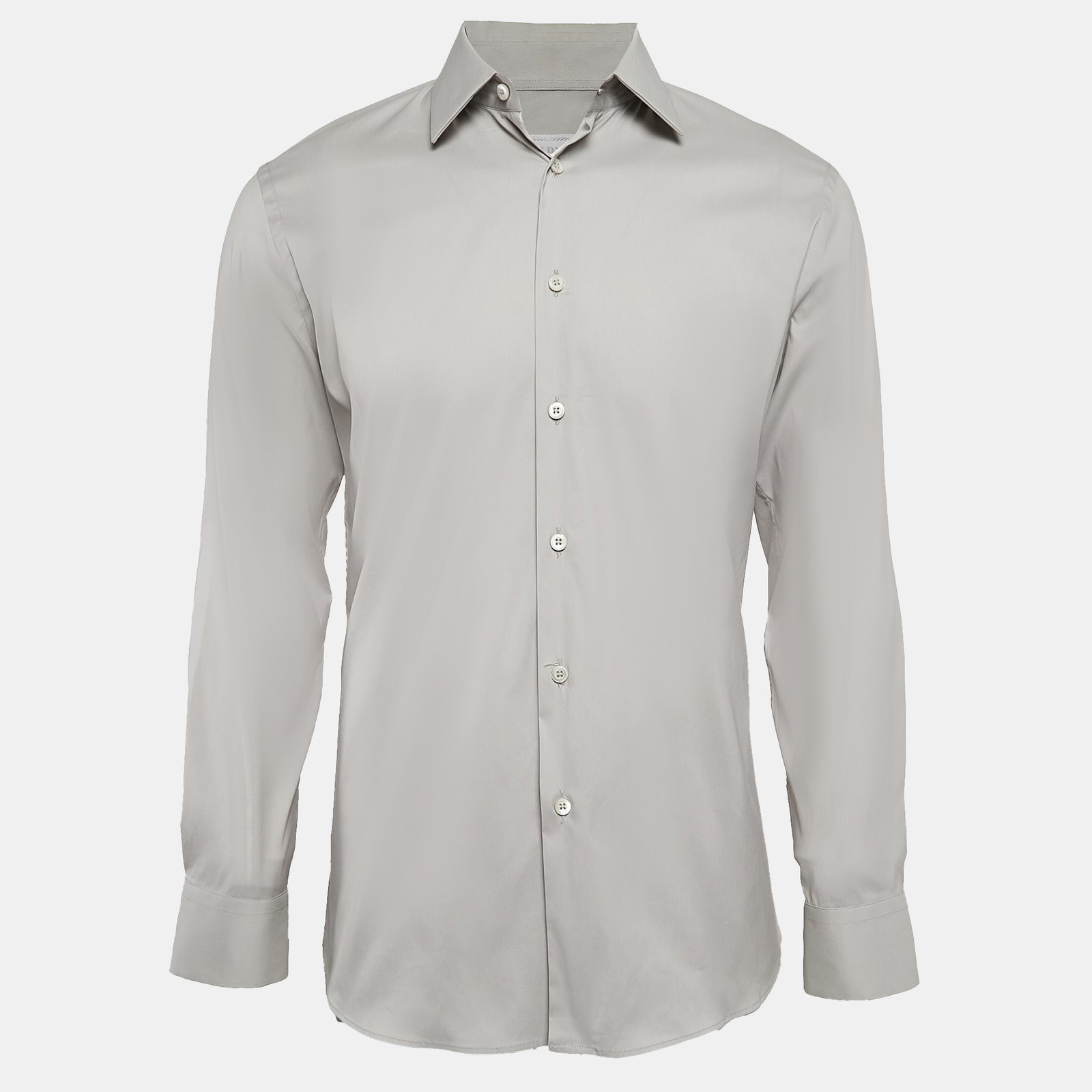 Prada Grey Stretch Cotton Button Front Shirt M