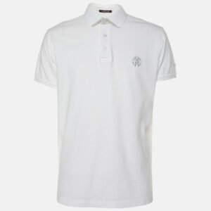Roberto Cavalli White Cotton Logo Embroidered T-Shirt L