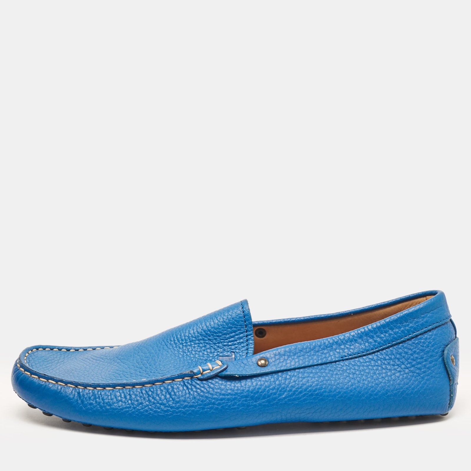 Tod's Blue Leather Slip On Loafers Size 43
