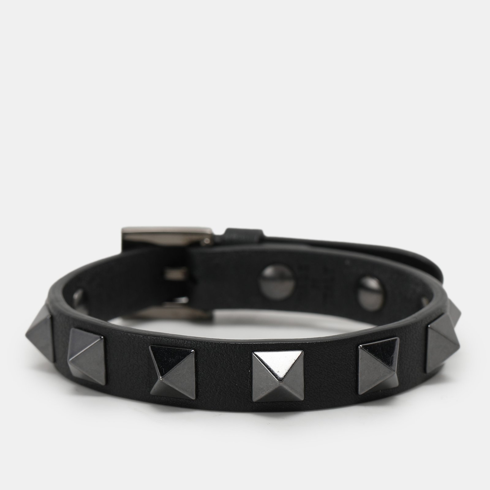 Valentino Black Leather Rockstud Bracelet