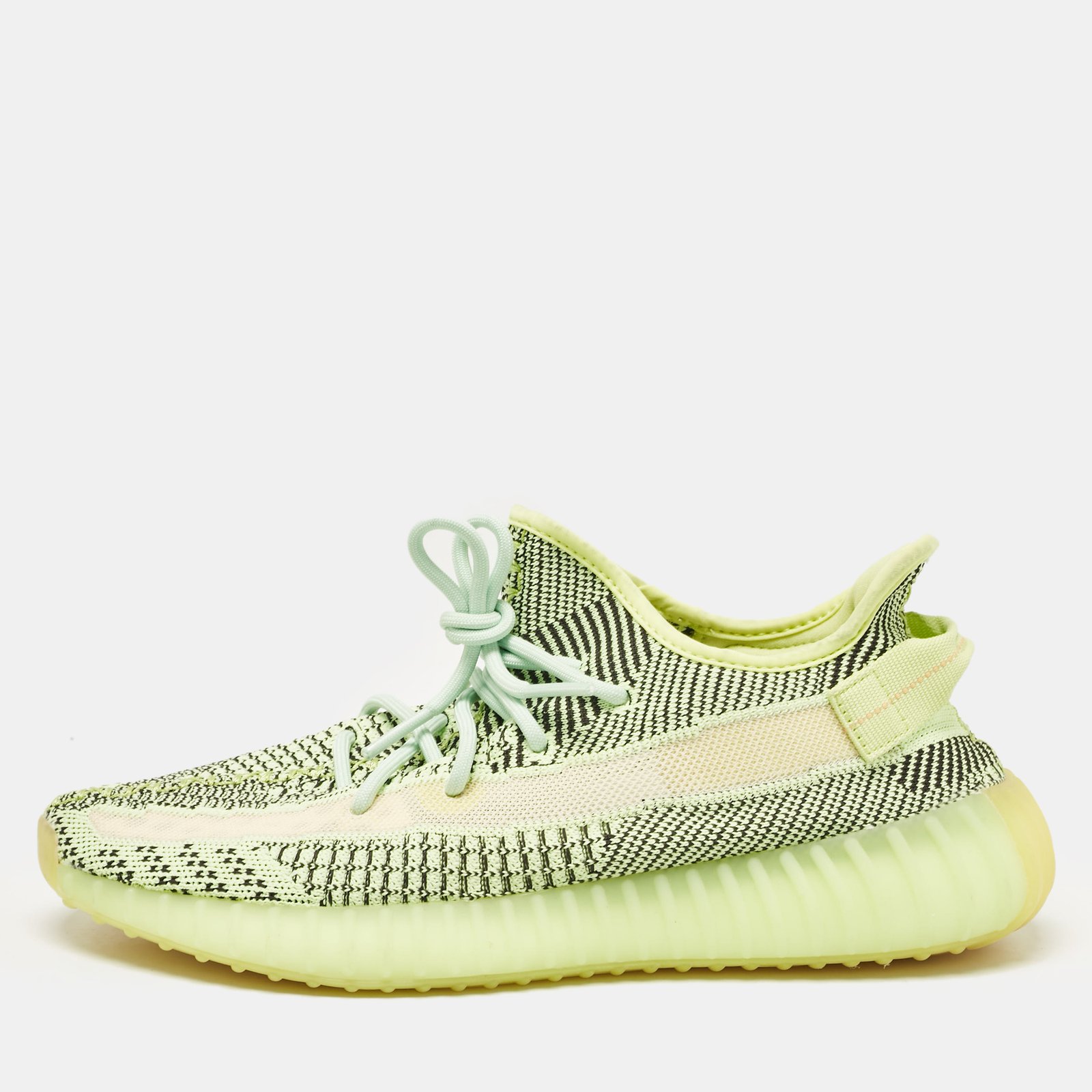 Yeezy x Adidas Neon Green Knit Fabric Boost 350 V2 Yeezreel (Non Reflective) Sneakers Size 44