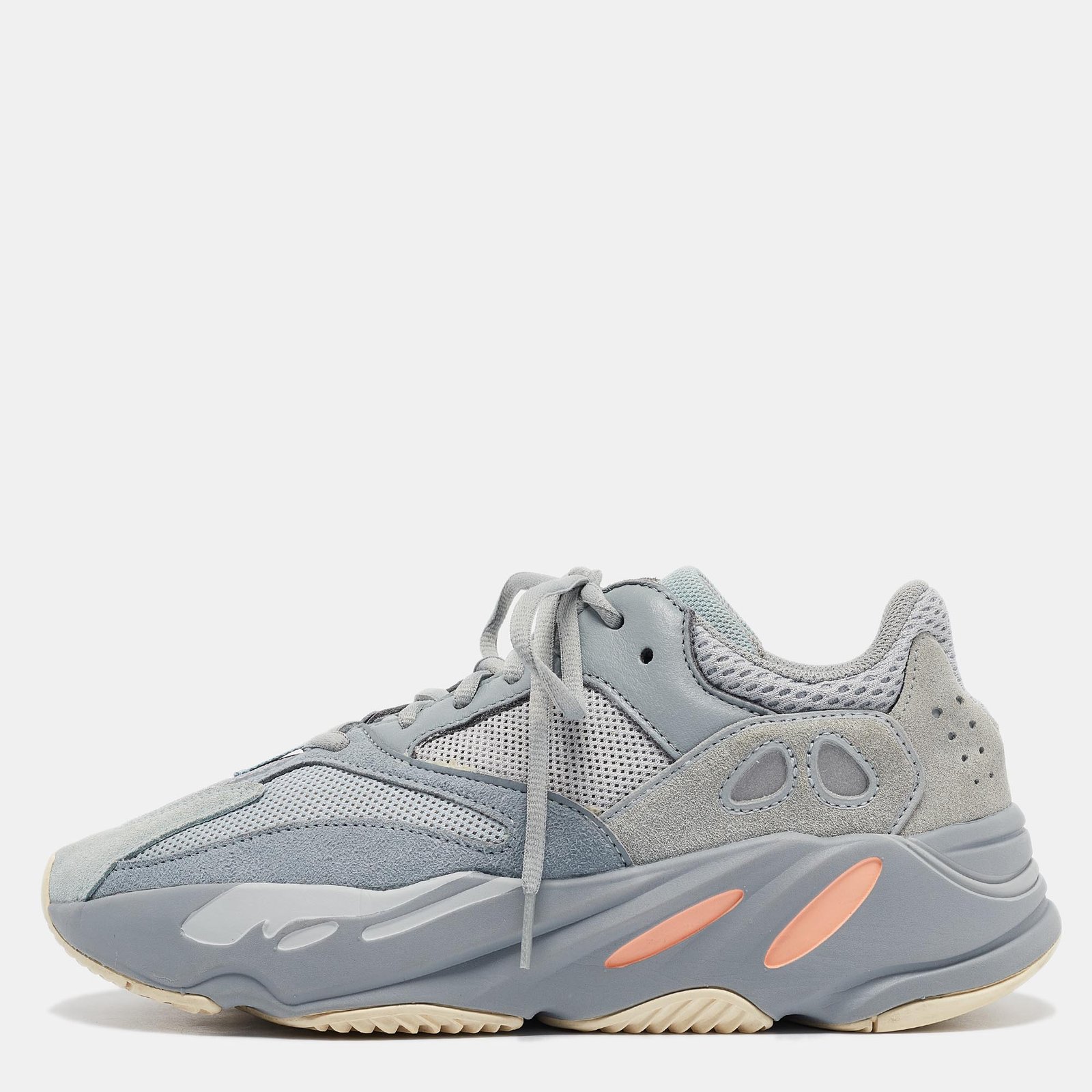 Yeezy x Adidas Grey/Blue Suede and Mesh Boost 700 Inertia Sneakers Size 42