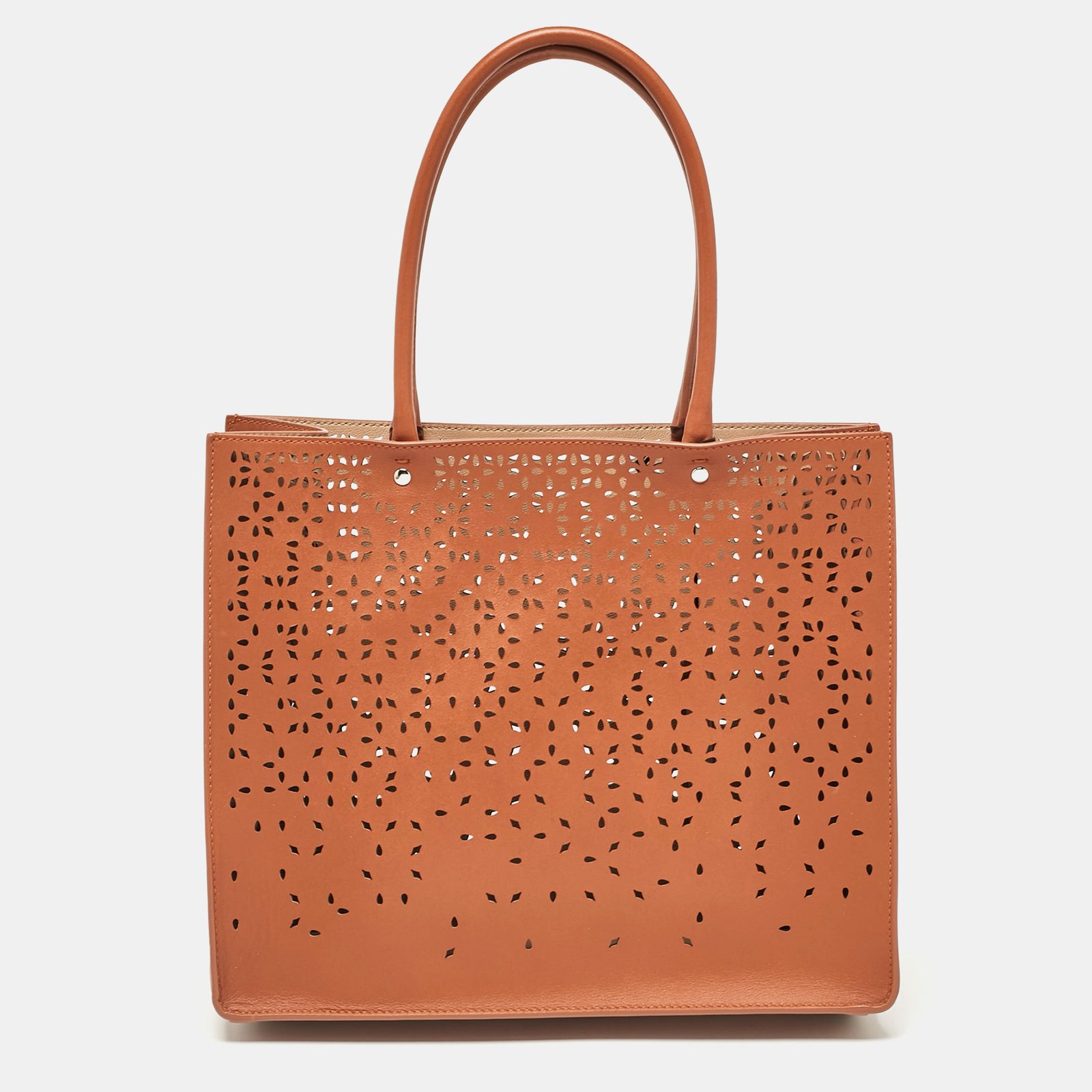 Alaia Brown Leather Mina Tote
