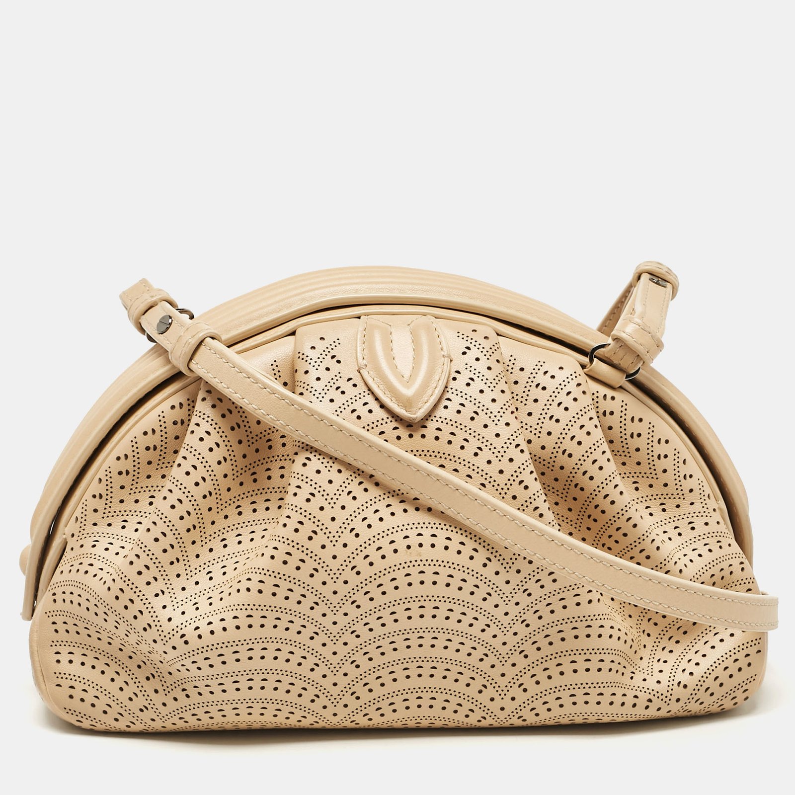 Alaia Beige Lasercut Leather Samia Crossbody Bag