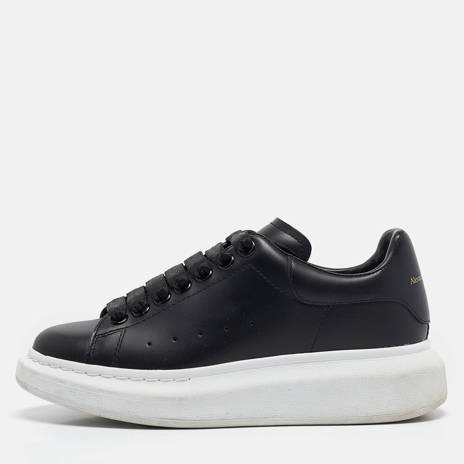 Alexander McQueen Black Leather Larry Sneakers Size 35