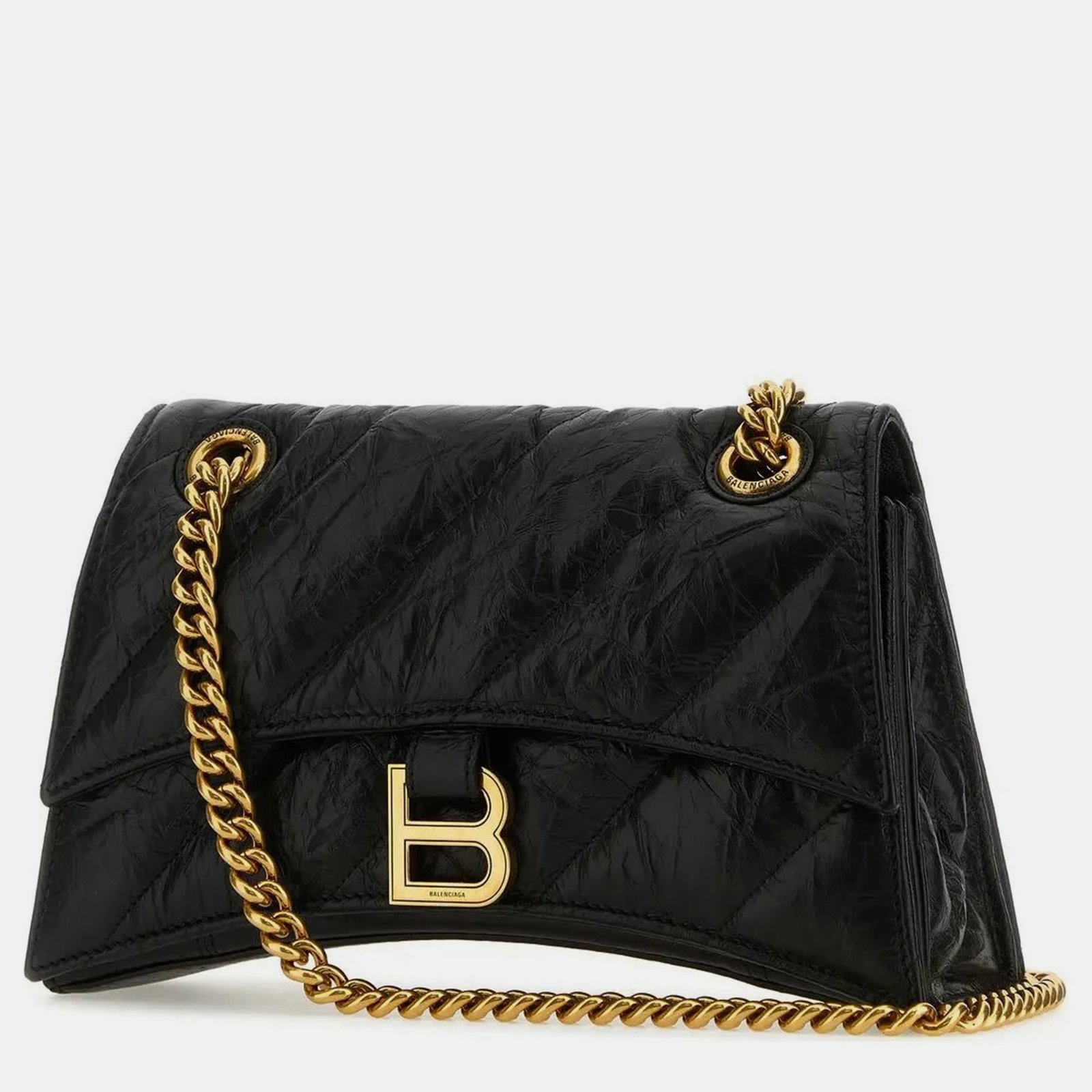 Balenciaga Black Leather Small Crush Shoulder Bag