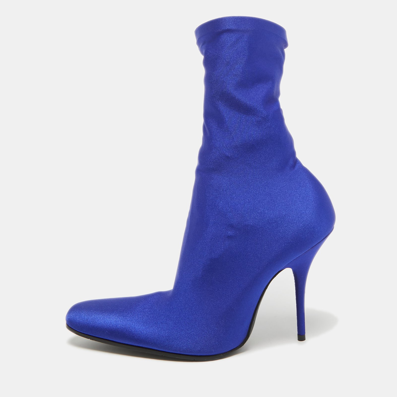 Balenciaga Blue Stretch Fabric Ankle Length Boots Size 38.5