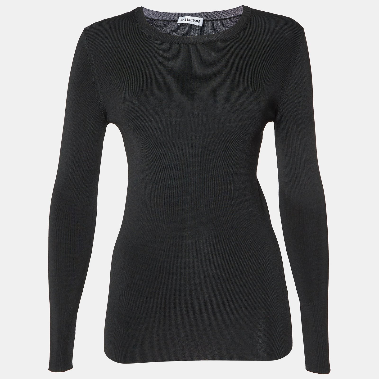 Balenciaga Black Jersey Logo Detail Crew Neck Sweater L