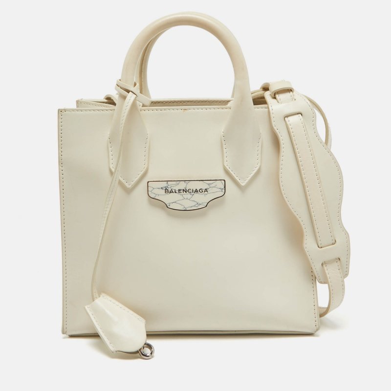 Balenciaga Off White Leather Mini All Afternoon Tote