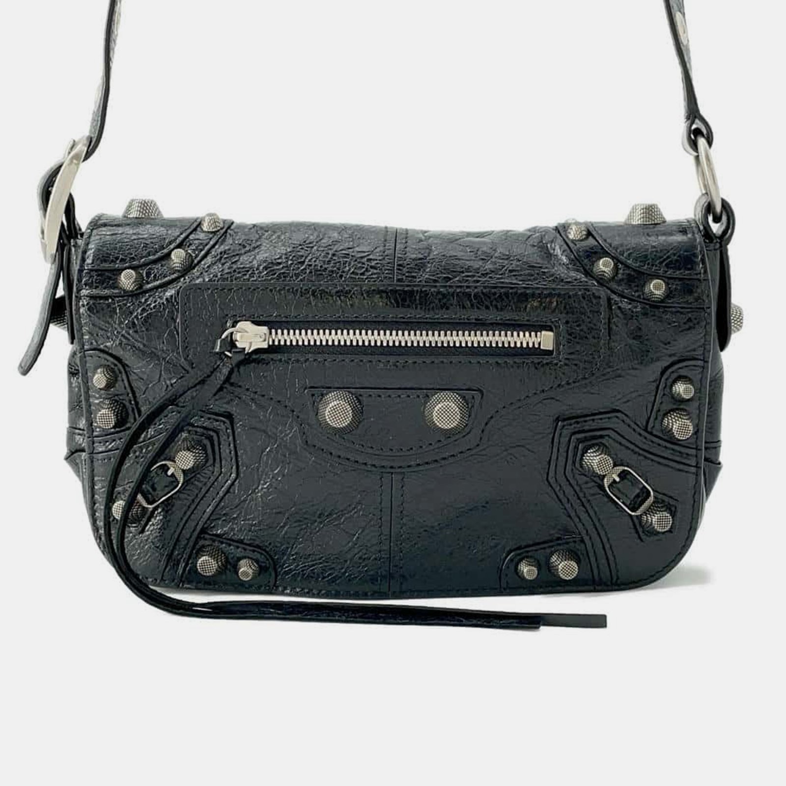 Balenciaga Black Arena Lambskin Le Cagoule Flap Bag Size XS