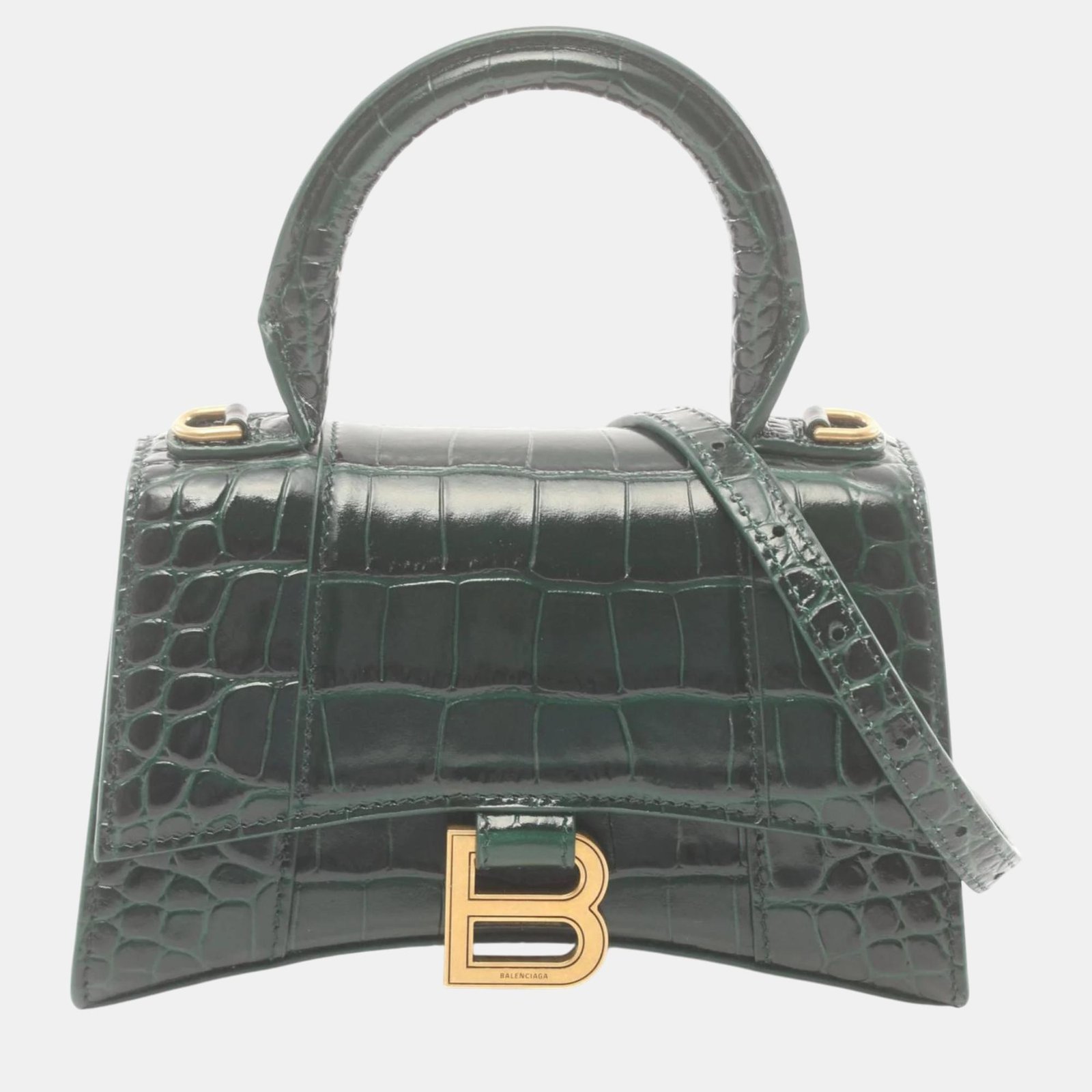 Balenciaga Leather Green HOURGLASS XS Handbag