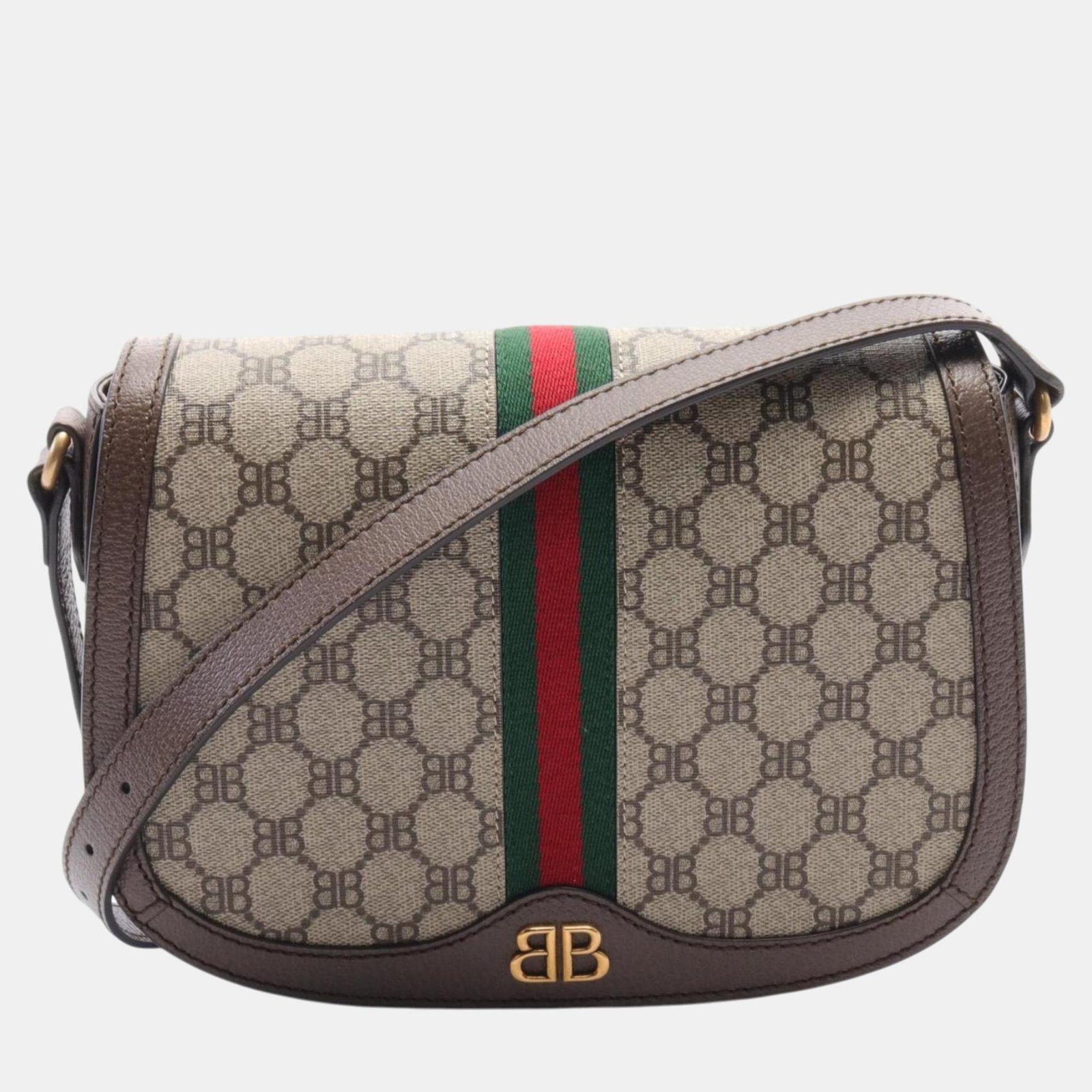 Balenciaga Coated Canvas Leather Beige Brown Multicolor The Hacker Project Shoulder Bag