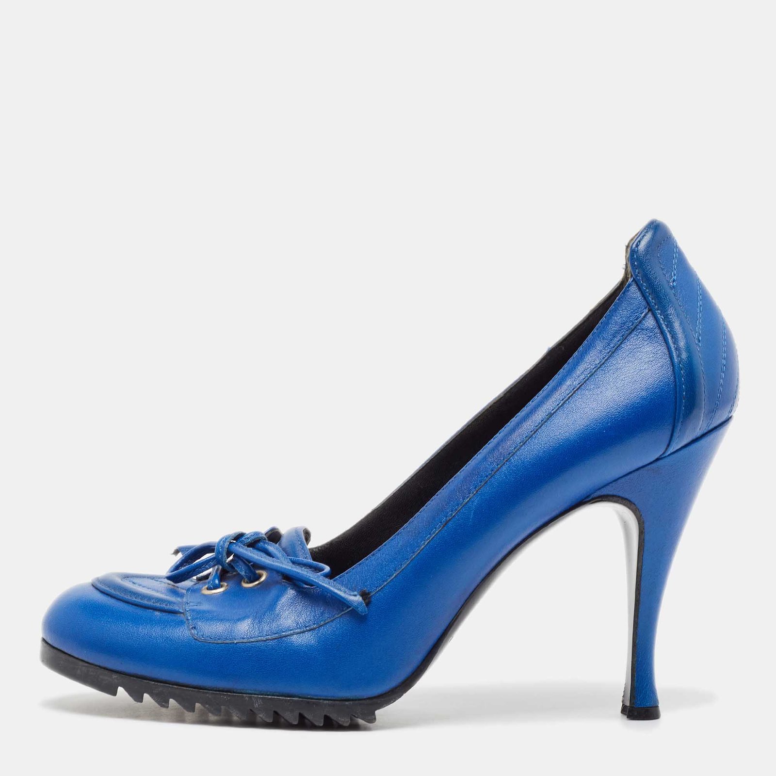 Balenciaga Blue Leather Loafer Pumps Size 41