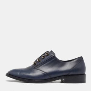 Balenciaga Navy Blue Leather Pierced Oxfords Size 41
