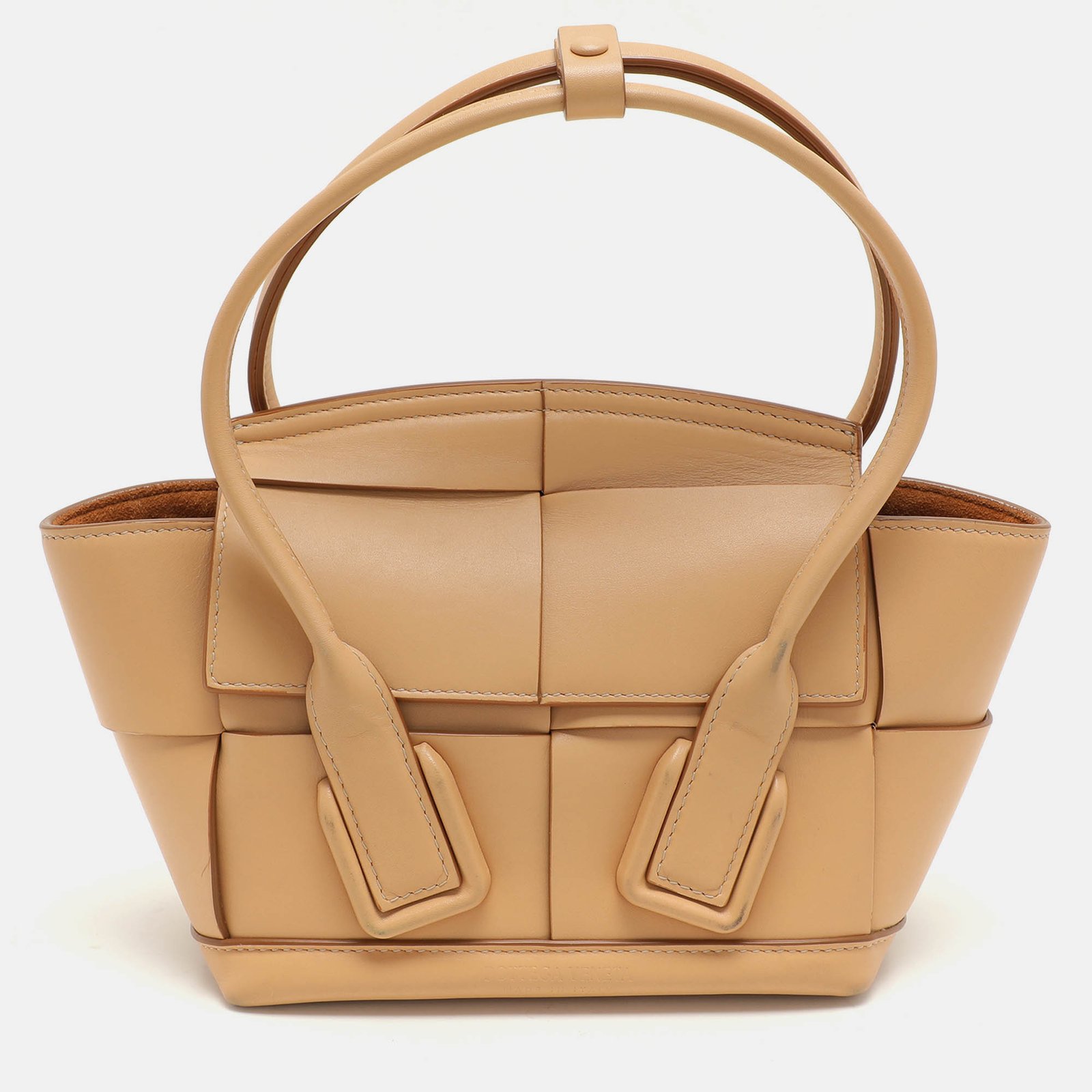 Bottega Veneta Beige Leather Mini Arco Top Handle Bag