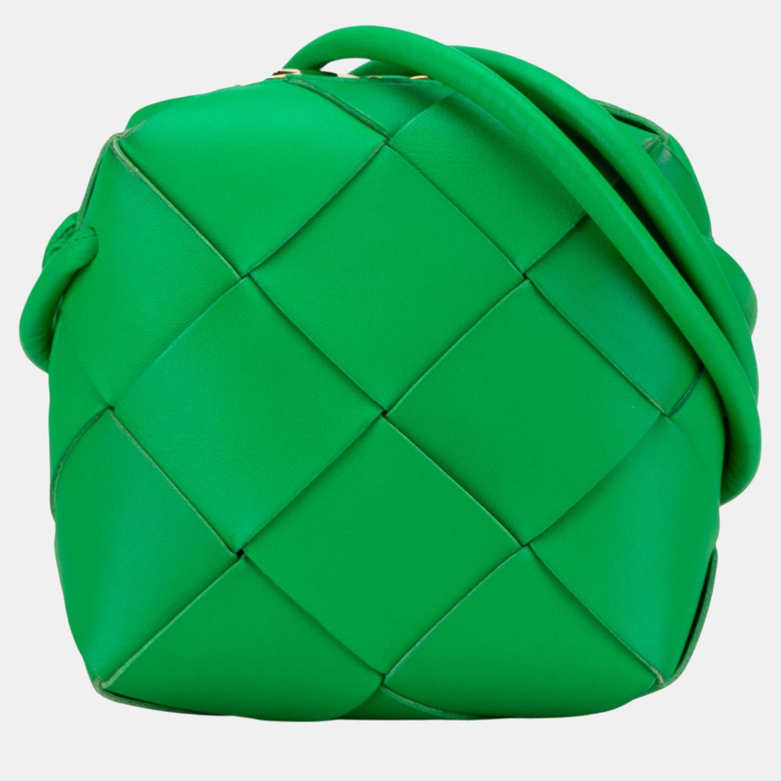 Bottega Veneta Green Mini Lambskin Intrecciato Cassette Camera Bag