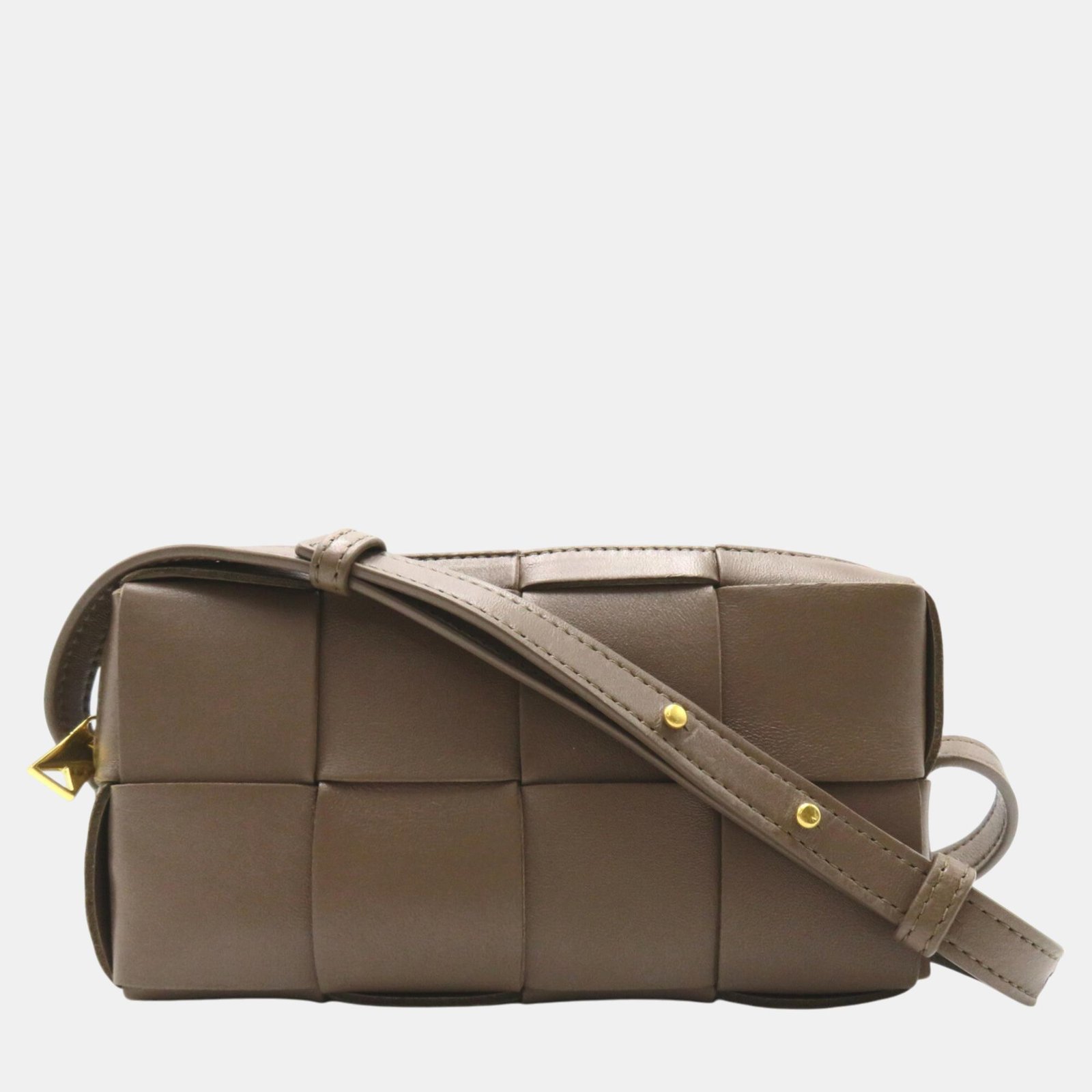 Bottega Veneta Gray taupe gray leather Cassette mini crossbody bag