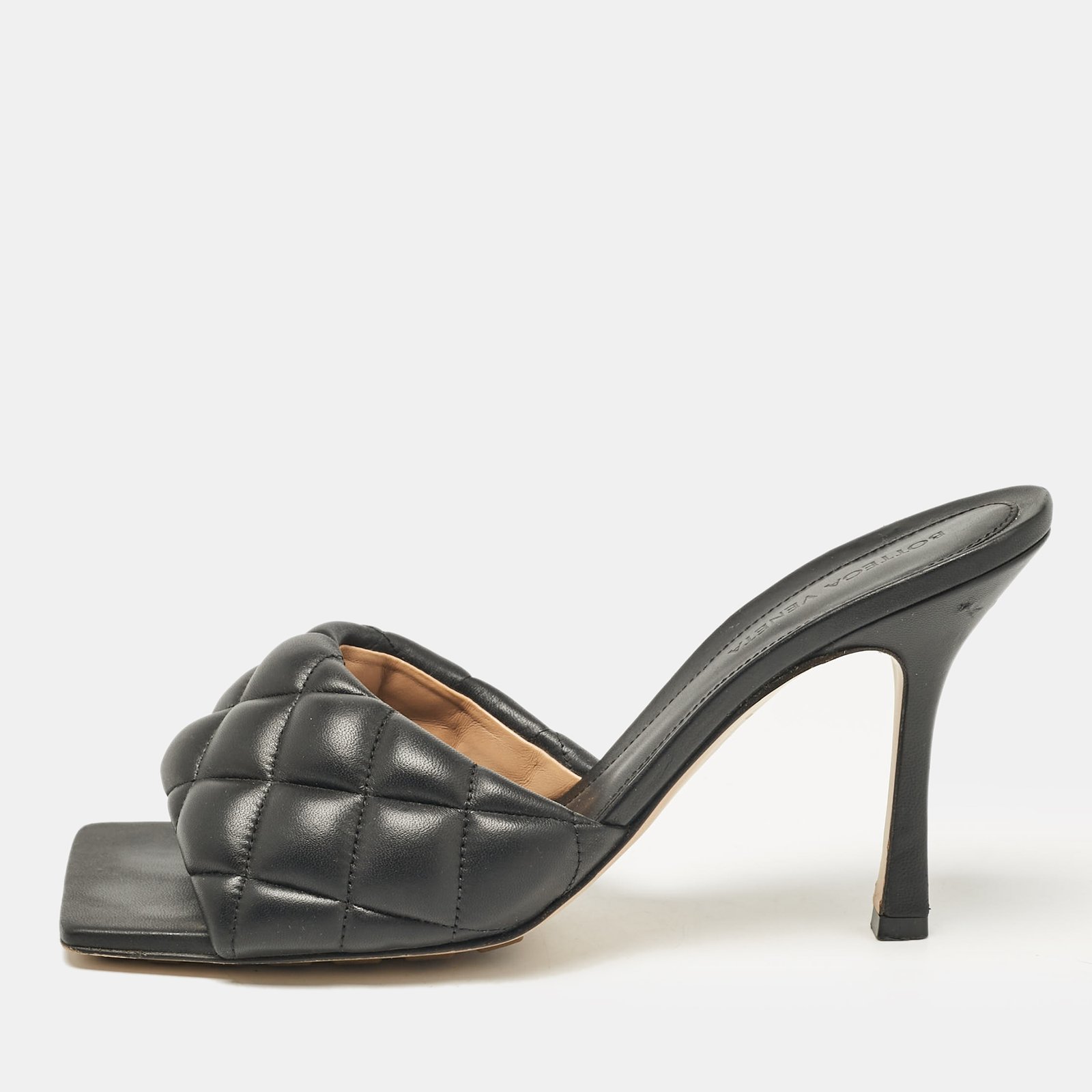Bottega Veneta Black Leather Lido Slide Sandals Size 39.5