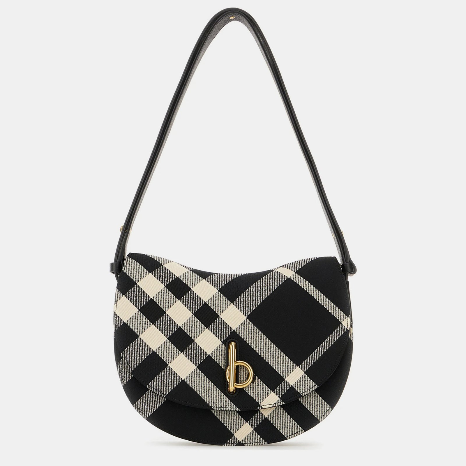 Burberry White/black Embroidered Polyester Blend Rocking Horse Medium Shoulder Bag