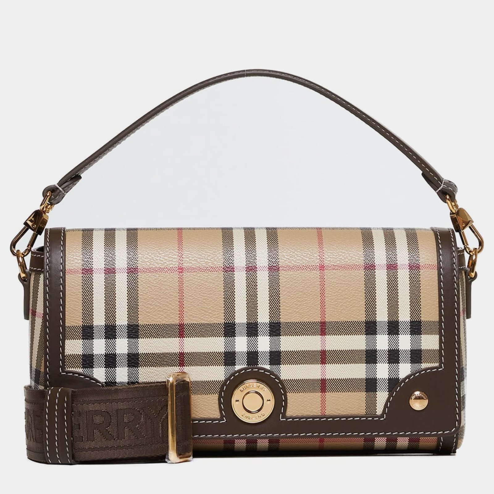 Burberry Brown Check Canvas Note Handbag