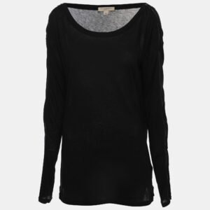 Burberry Black Cotton Long Sleeve Top M