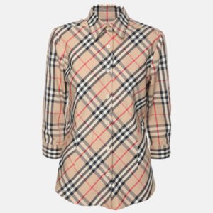 Burberry Beige House Check Cotton Blend Long Sleeve Shirt S