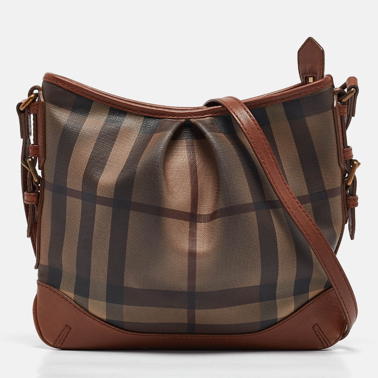 Burberry Brown Smoke Check PVC and Leather Hartham Crossbody Bag