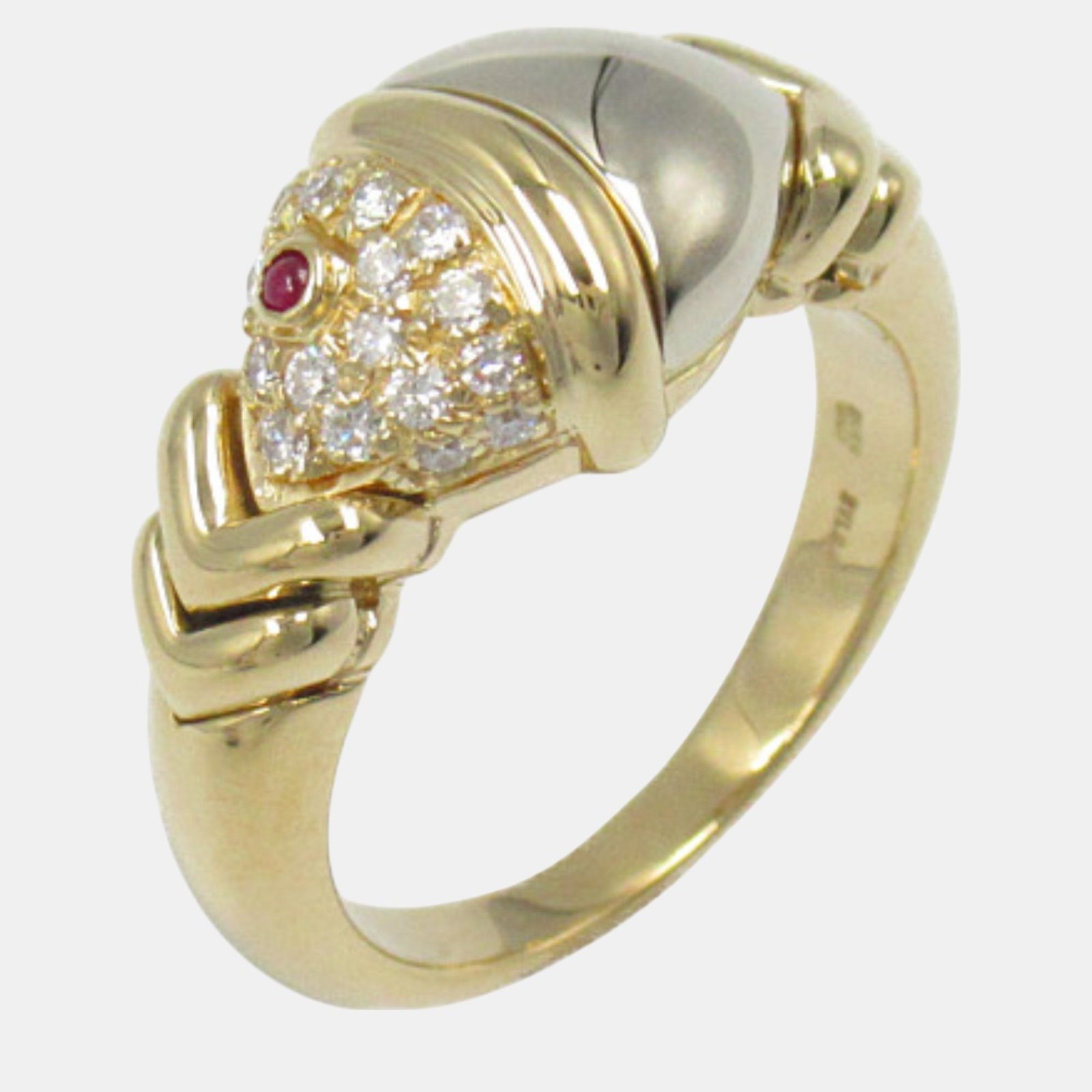 Bvlgari Naturalia Ruby Ring K18 Gold Diamond Size Japan 12 EU 52