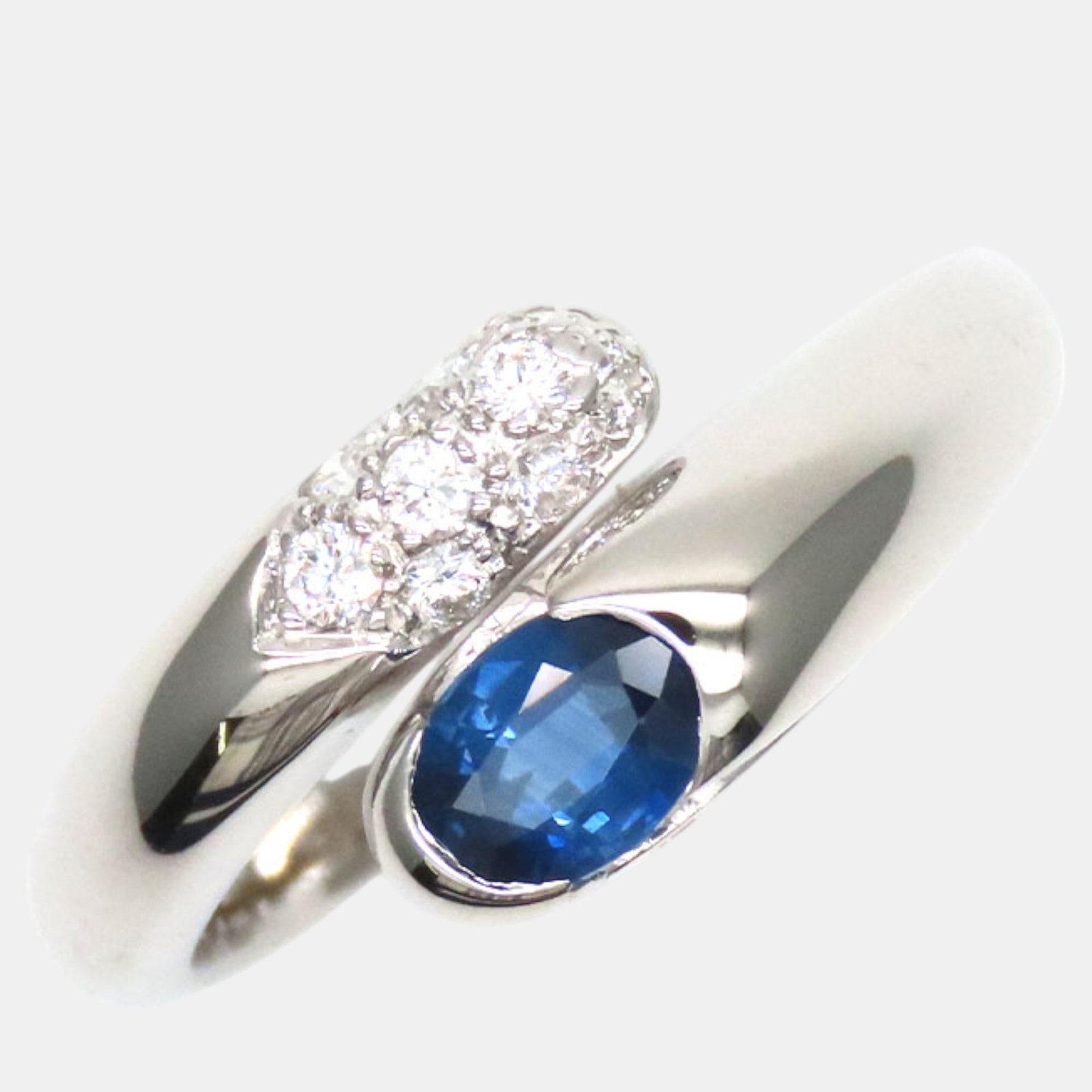 Bvlgari 18k White Gold Diamond Sapphire Ring Size Japan 12 EU 52