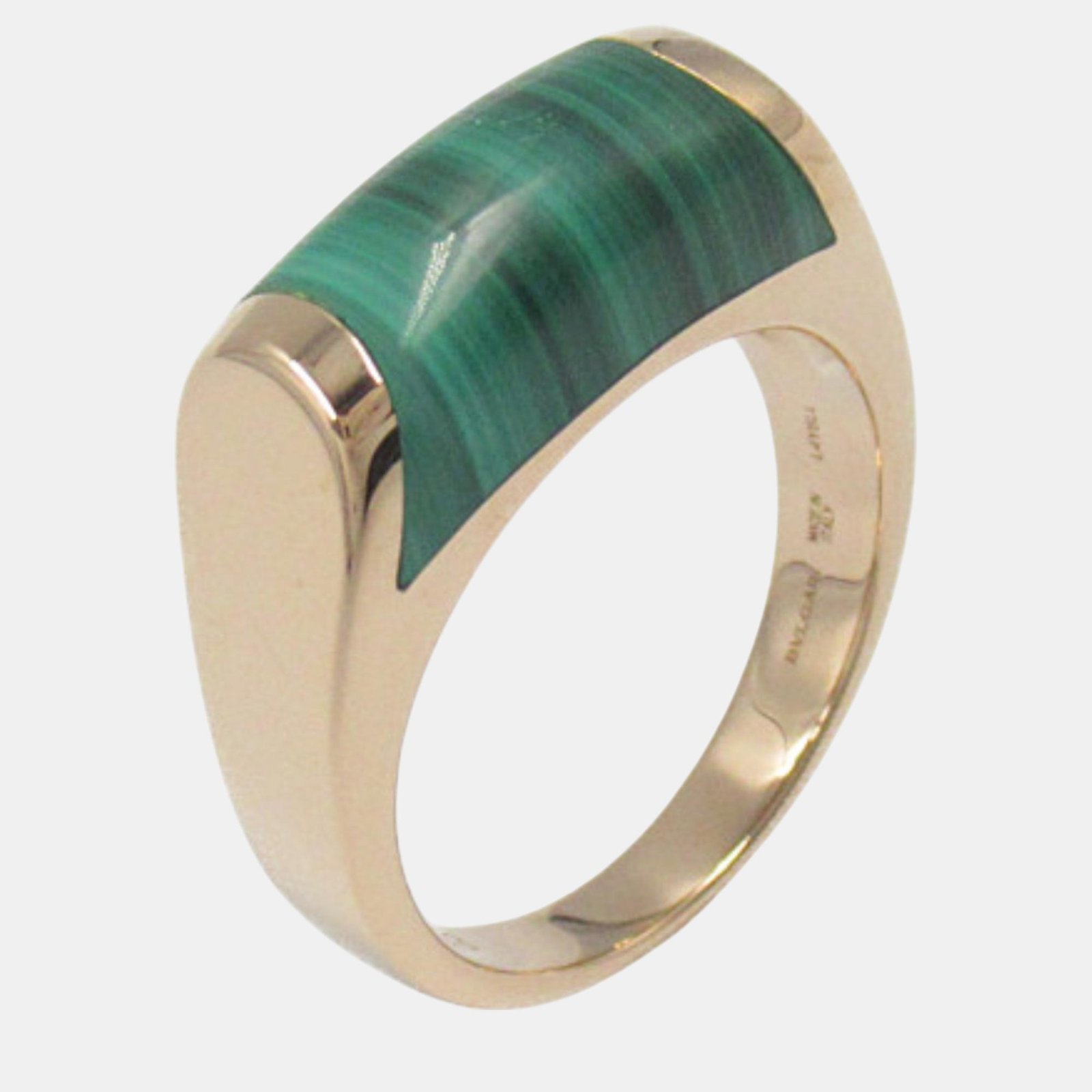 Bvlgari 18K Rose Gold Malachite Ring EU 53