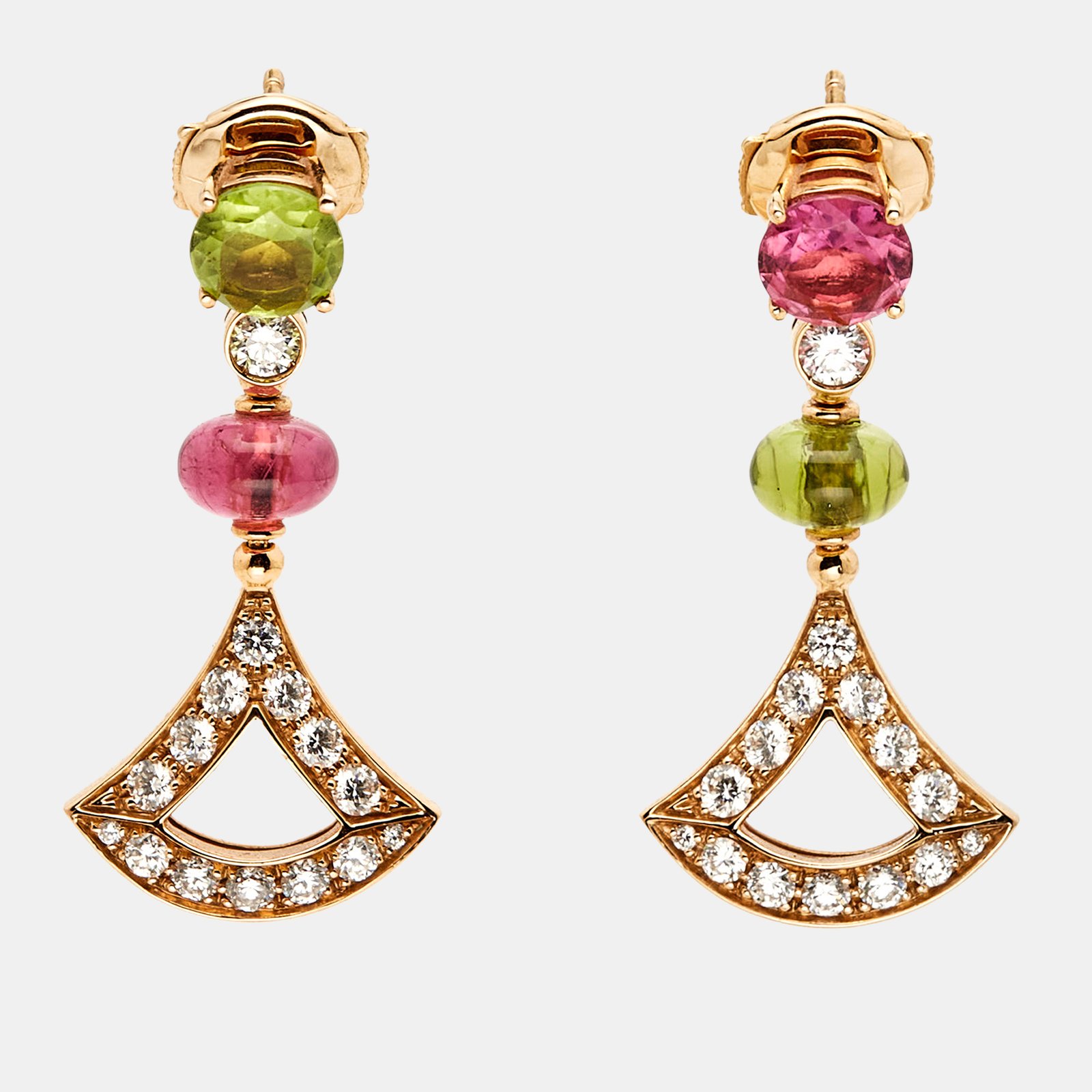 Bvlgari Divissima Multi Gemstone 18k Rose Gold Earrings