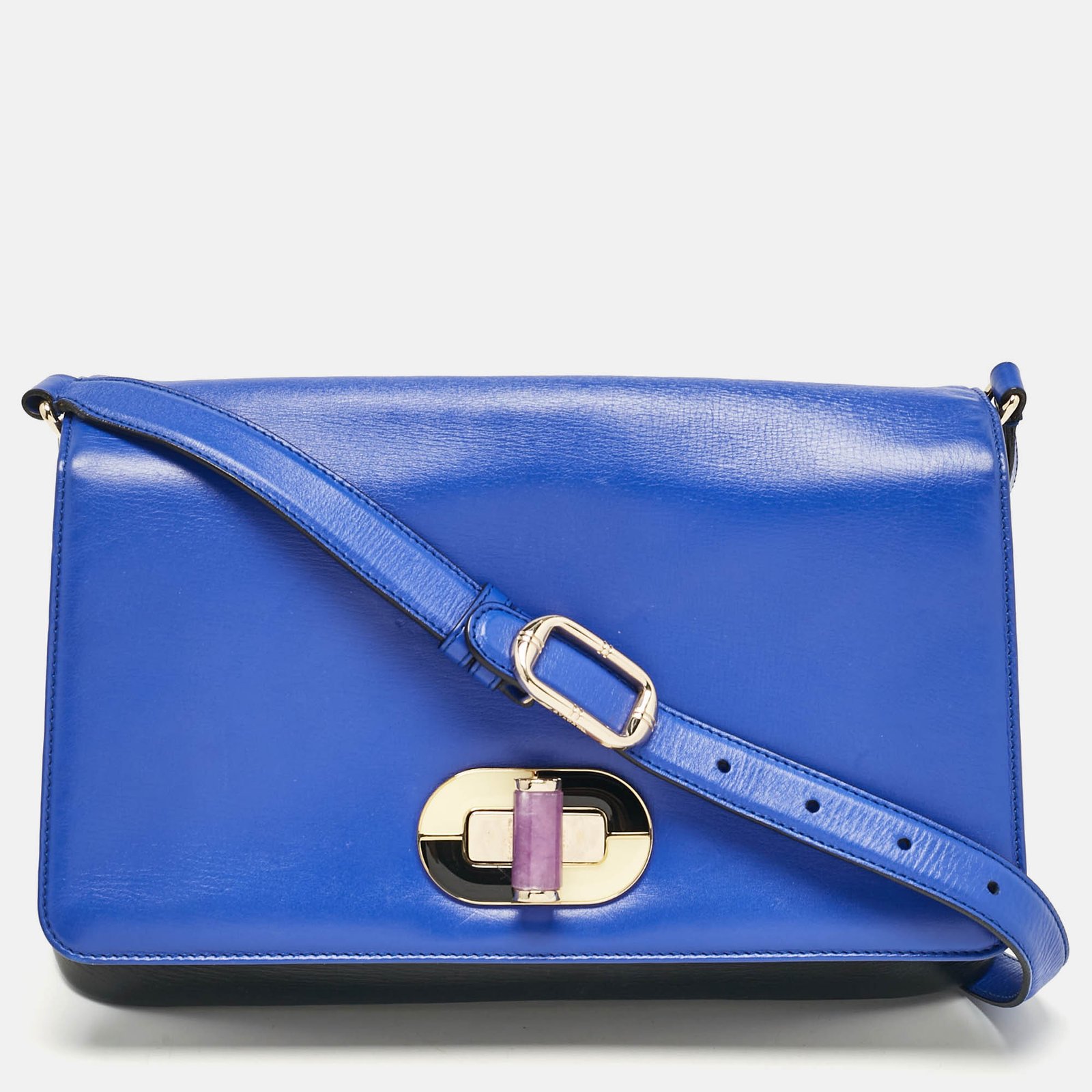 Bvlgari Black/Blue Leather Icona Shoulder Bag