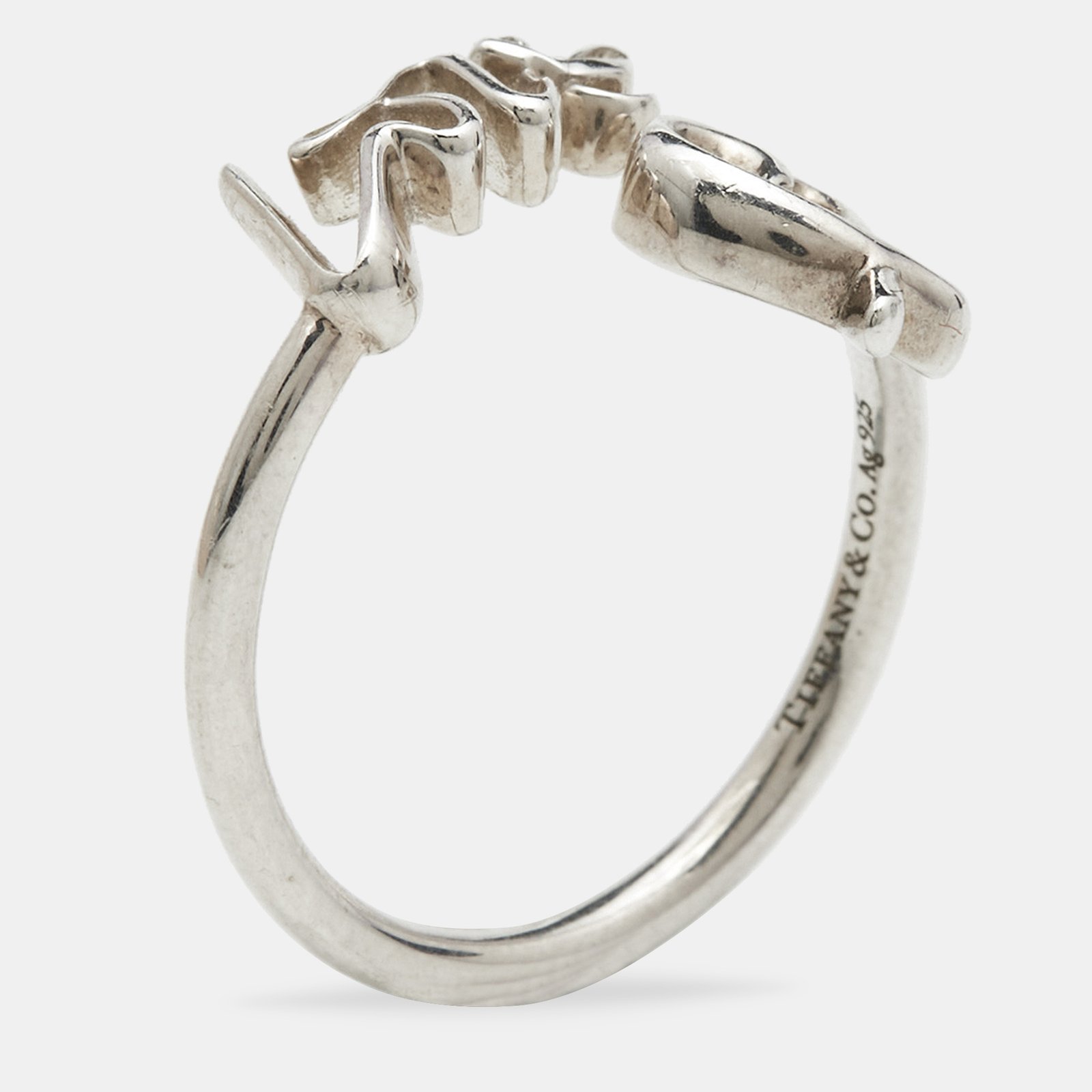 Tiffany & Co. Paloma Picasso Loving Heart Sterling Silver Ring Size 49