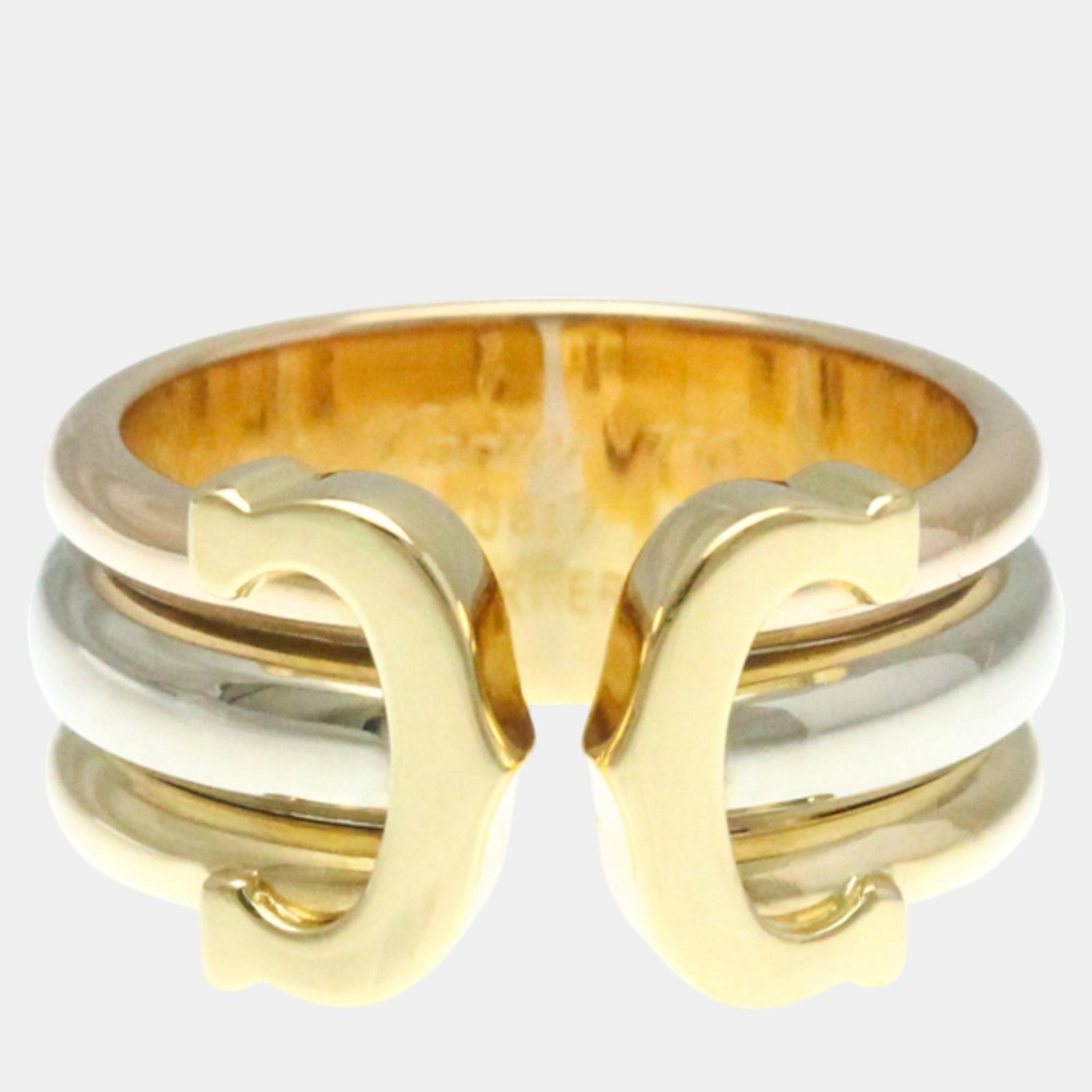 Cartier 18K Yellow Gold, Rose Gold, White Gold and Diamond C De Cartier Band Ring EU 51