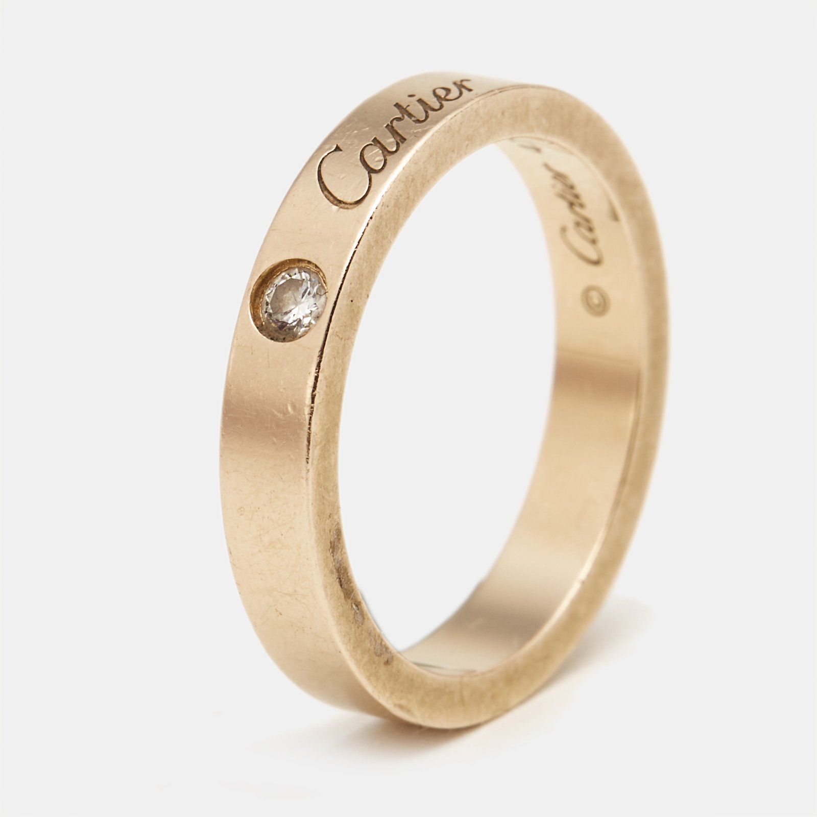 Cartier C De Cartier Diamond 18k Rose Gold Ring Size 47