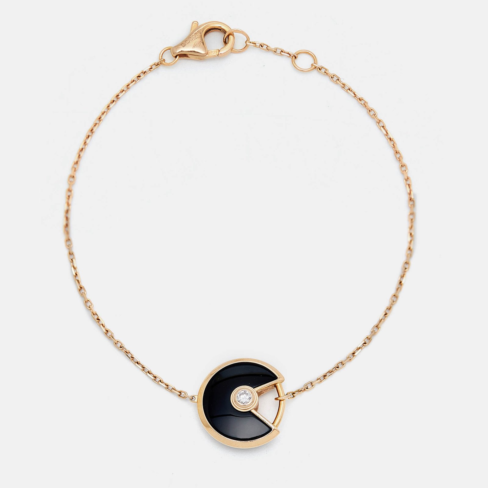 Cartier Amulette De Cartier Onyx Diamond 18k Rose Gold XS Model Bracelet