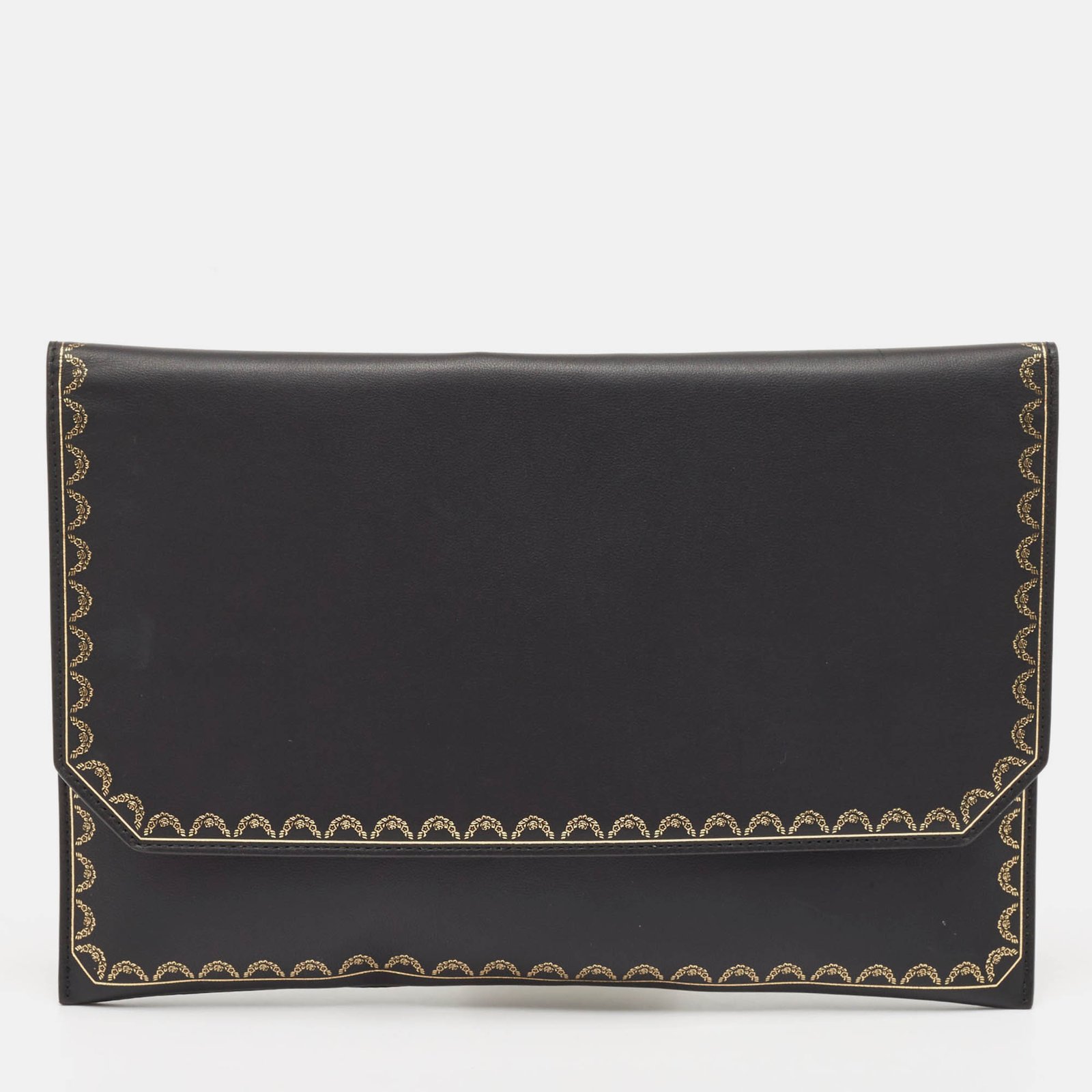 Cartier Black Leather Guirlande de Cartier Clutch