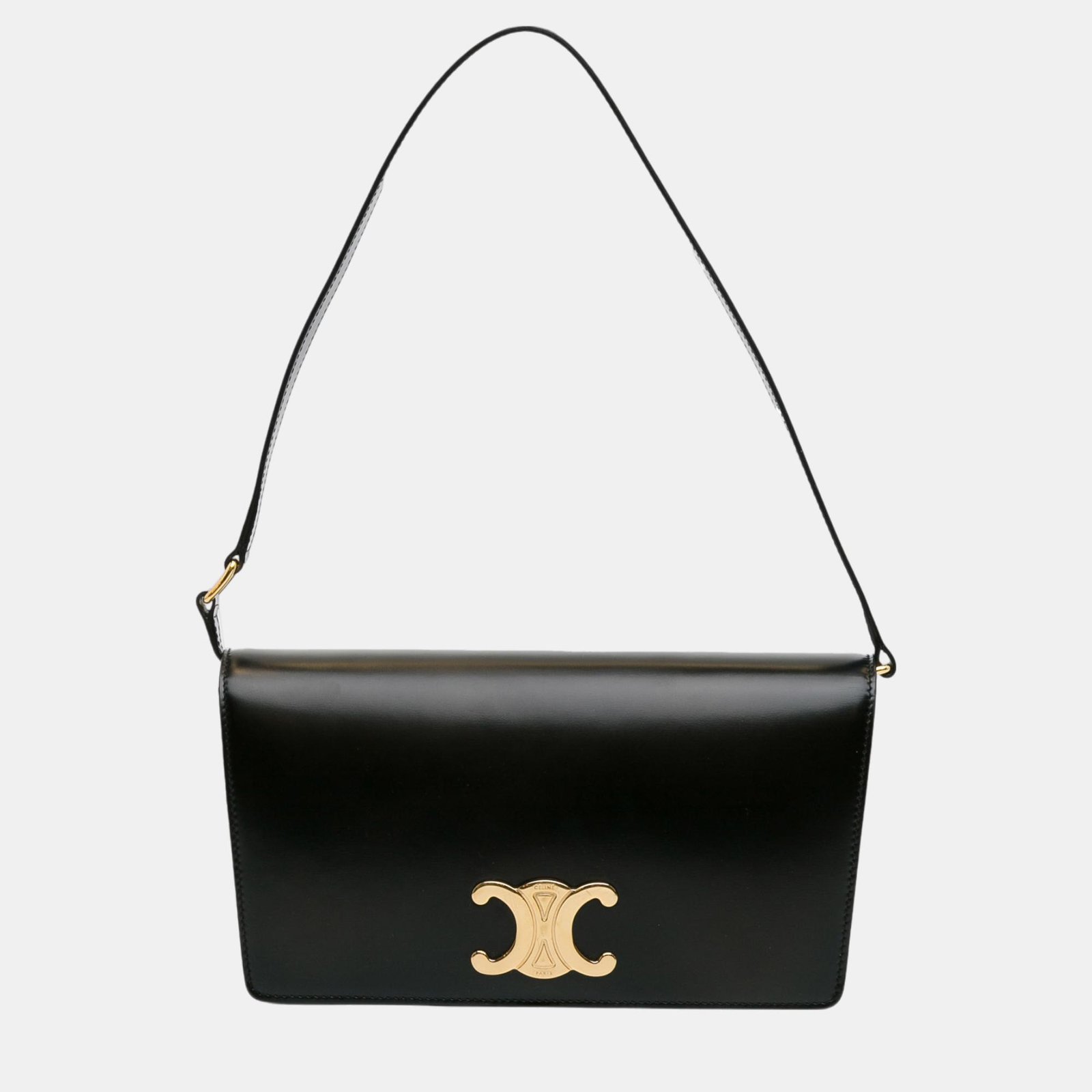 Celine Black Leather Trapeze Triomphe Shoulder Bag