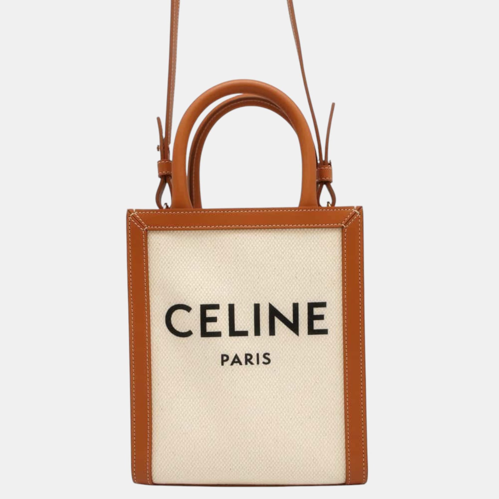 Celine Beige/Brown Canvas Leather Size Mini Vertical Cabas bag