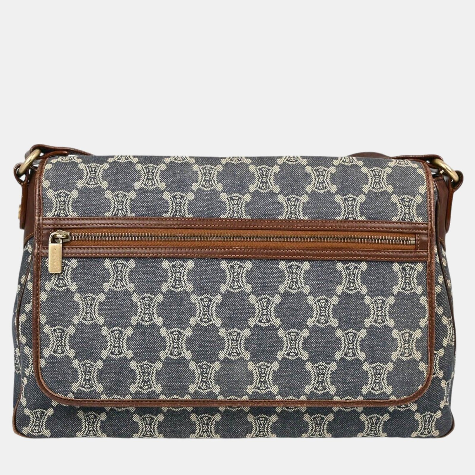 Celine Blue Denim Macadam Messenger Bag