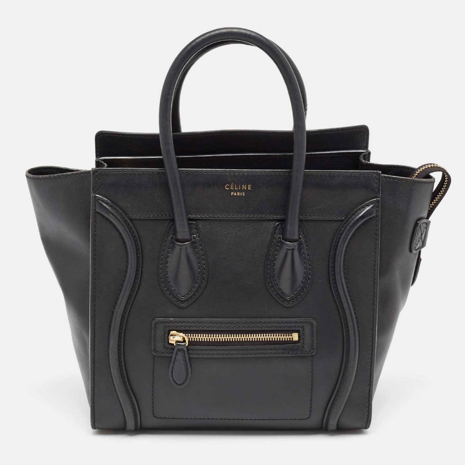 Celine Black Leather Micro Luggage Tote