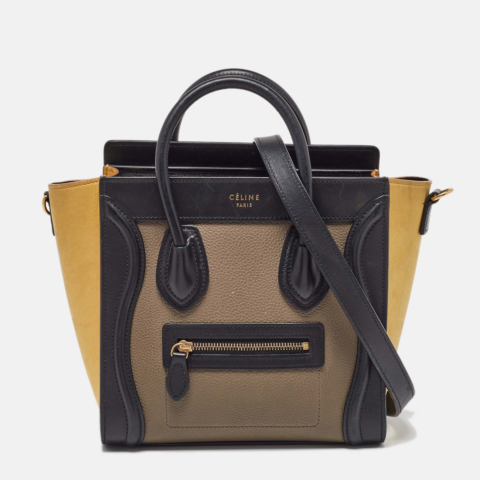 Celine Tricolor Leather Nano Luggage Tote
