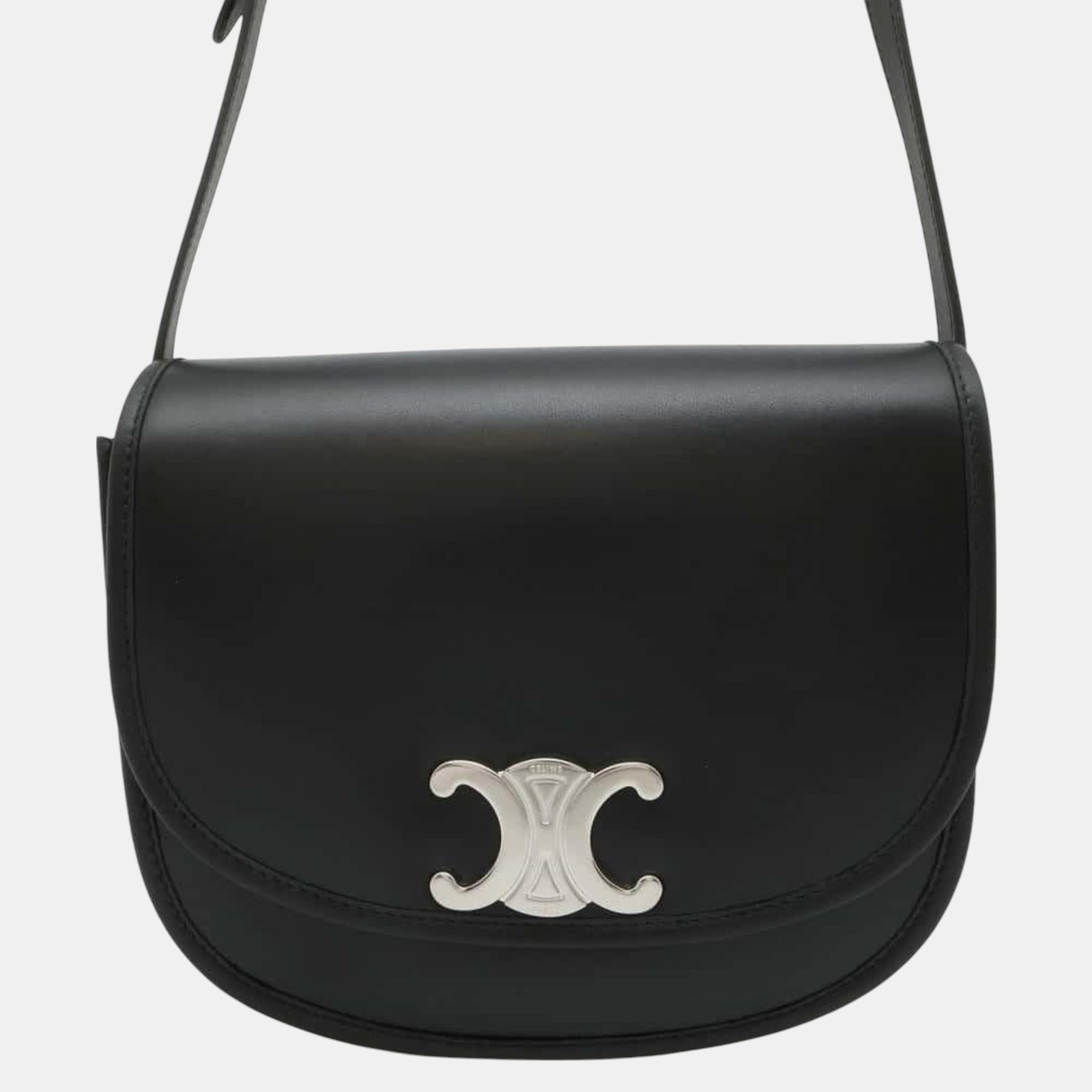 Celine Black Calf Leather Triomphe Busas Shoulder Bag