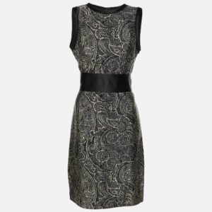 CH Carolina Herrera Monochrome Jacquard Fabric Midi Sleeveless Dress M