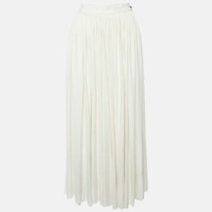 Chanel Cream/Ivory Jersey Pleated Palazzo Pants L