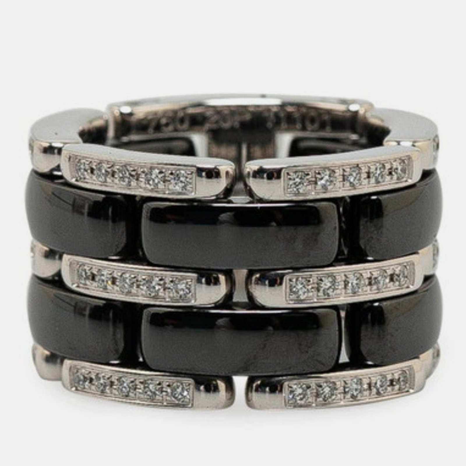 Chanel 18K White Gold Ceramic Ultra Ring #48