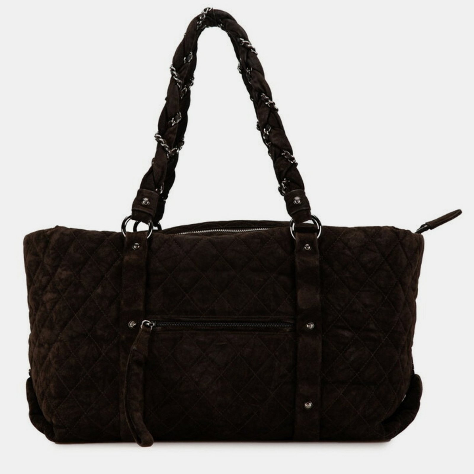 Chanel Brown Suede Matelasse Coco Mark Tote Bag