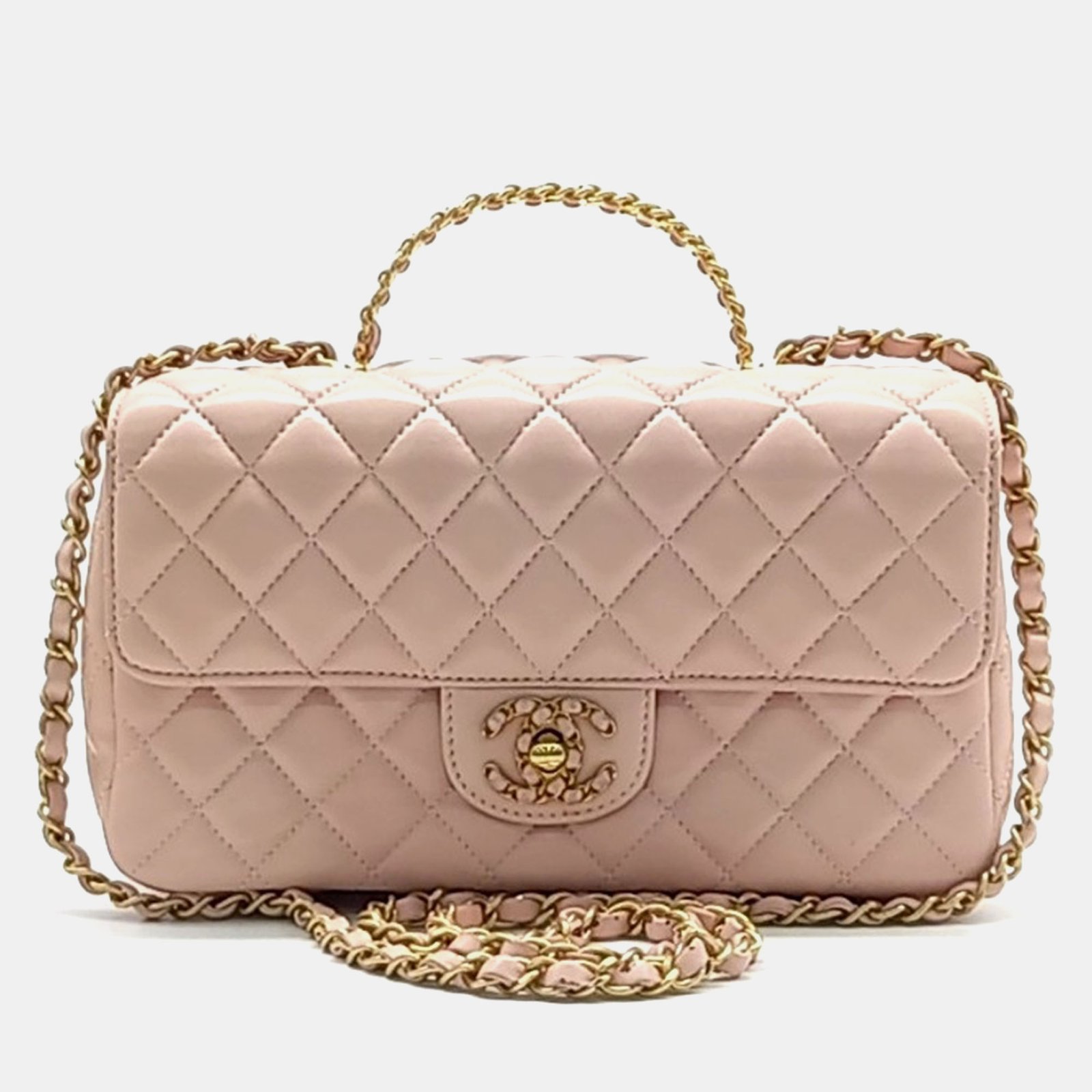 Chanel Lambskin Top Handle Small Flap Bag