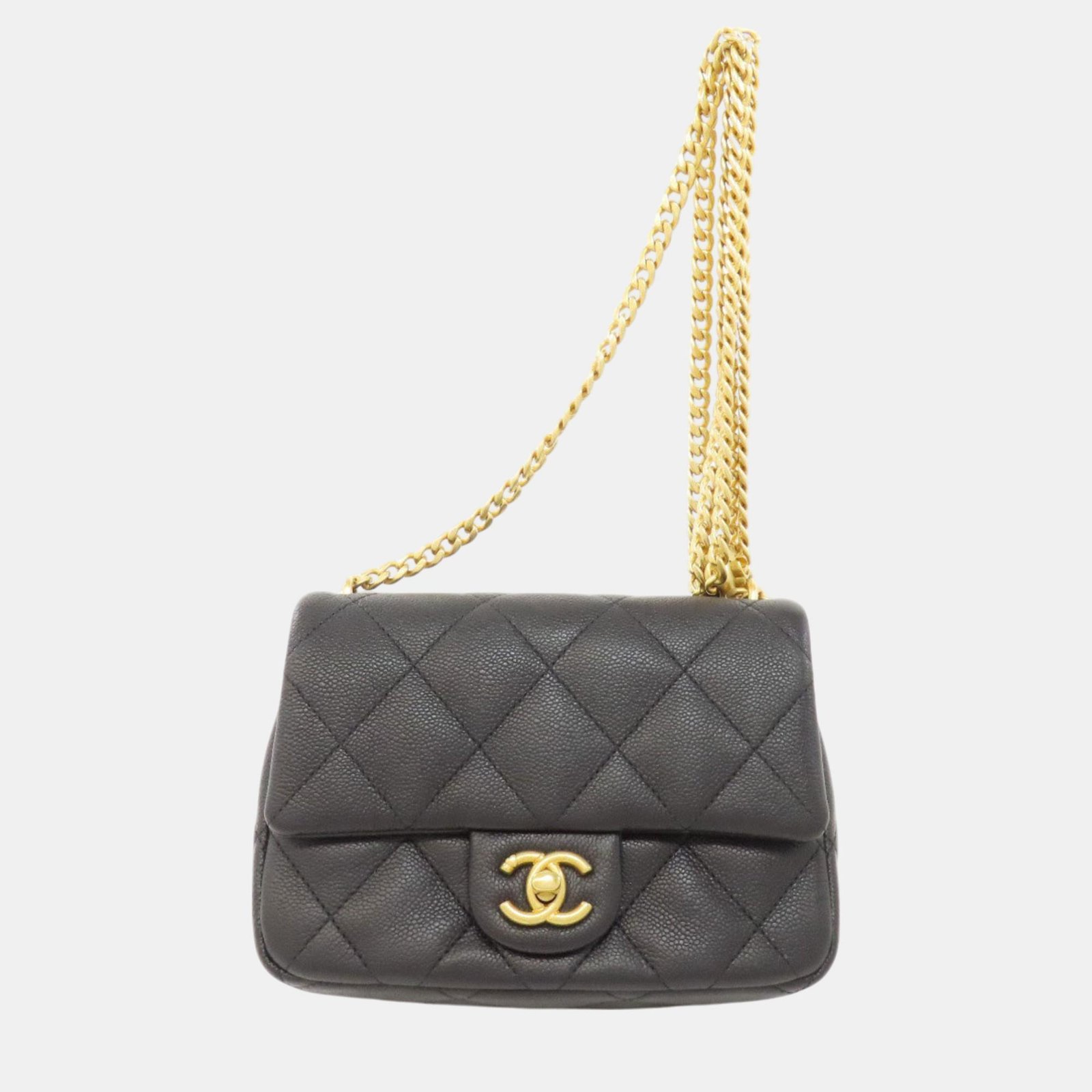 Chanel Caviar Skin Chain Shoulder Coco Mark Bag