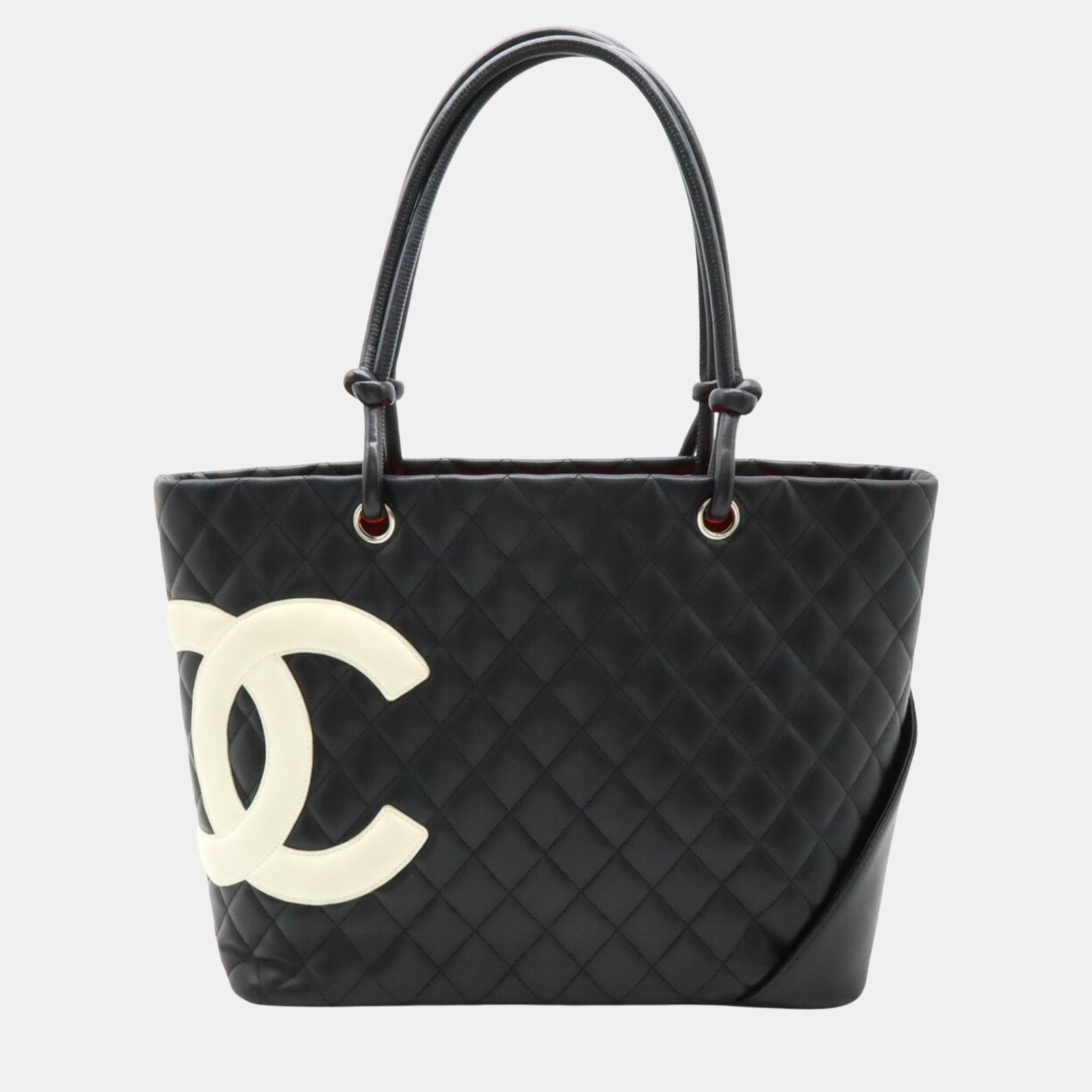 Chanel Black White Soft Calfskin Cambon Line Coco Mark Large Tote Bag